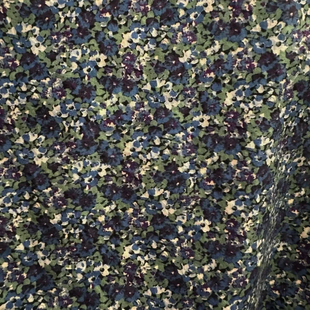 J.Crew Secret Wash Floral Button Down Cotton Shirt Blue Green Classic Fit Medium